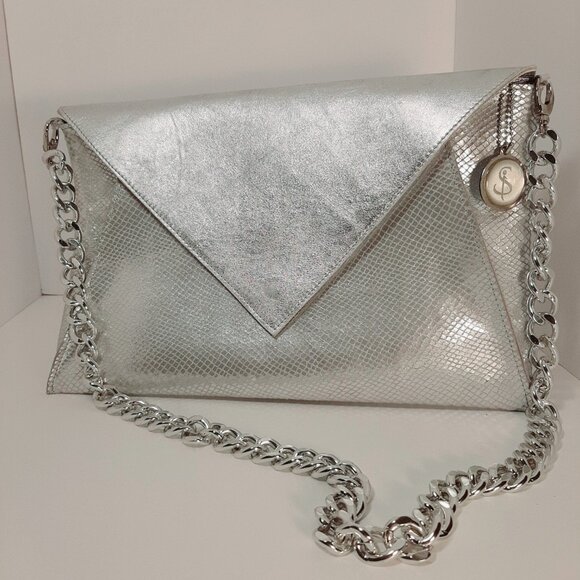 Silver Leather Envelope Bag - Picture 3 of 5